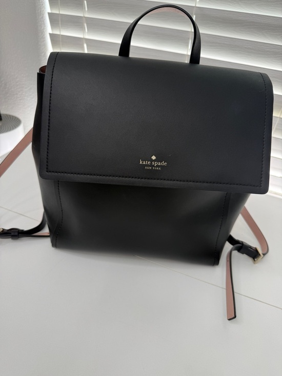 kate spade Handbags - KATE SPADE Black Leather Backpack with Light Pink Inside